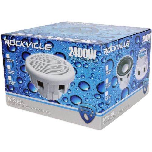  (2) Rockville MS10LW 10 2400 Watt White Marine/Boat 10 Free Air Subwoofers w/LED