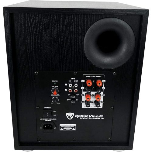  Rockville Rock Shaker 10 Inch Black 600w Powered Home Theater Subwoofer Sub