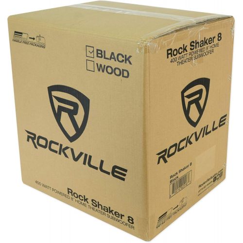  Rockville Rock Shaker 8 Inch Black 400w Powered Home Theater Subwoofer Sub