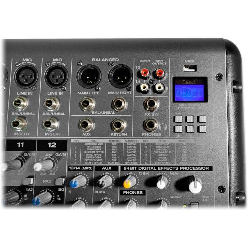  Rockville RPM1470 14 Channel 6000w Powered Mixer, USB/Effects+3 Mics+Case+Cables