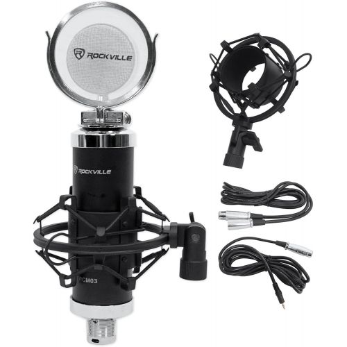  Rockville RCM03 Pro Studio Recording Condenser Microphone Mic+Metal Shock Mount