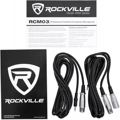  Rockville RCM03 Pro Studio Recording Condenser Microphone Mic+Metal Shock Mount