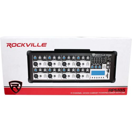  (2) Rockville 12 2400 Watt DJ PA Speakers+Stands+Cables+Bag+Bluetooth Mixer