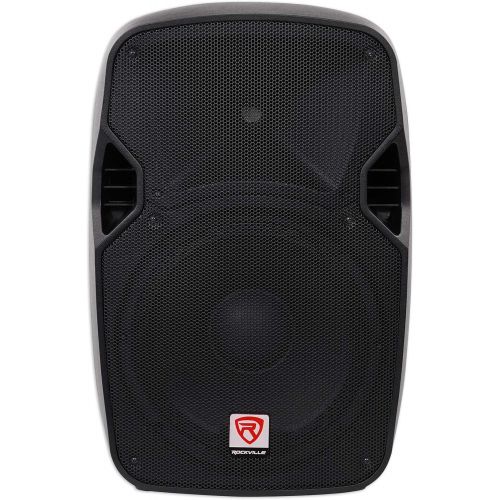  (2) Rockville 12 2400 Watt DJ PA Speakers+Stands+Cables+Bag+Bluetooth Mixer