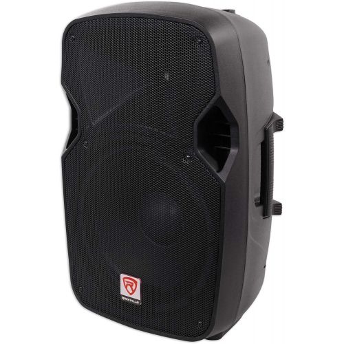  (2) Rockville 12 2400 Watt DJ PA Speakers+Stands+Cables+Bag+Bluetooth Mixer