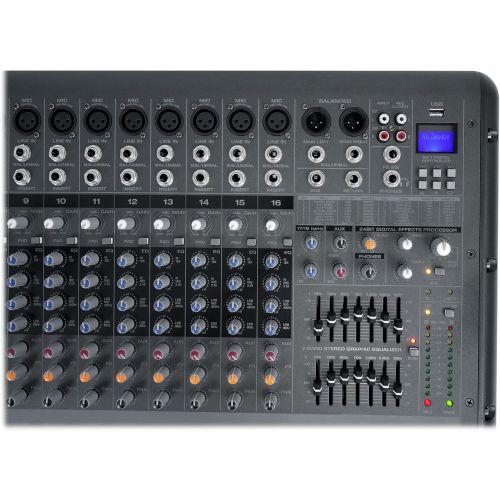  Rockville 18 Channel 6000w Powered Mixer w/USB, Effects/16 XDR2 Mic Pres (RPM1870)