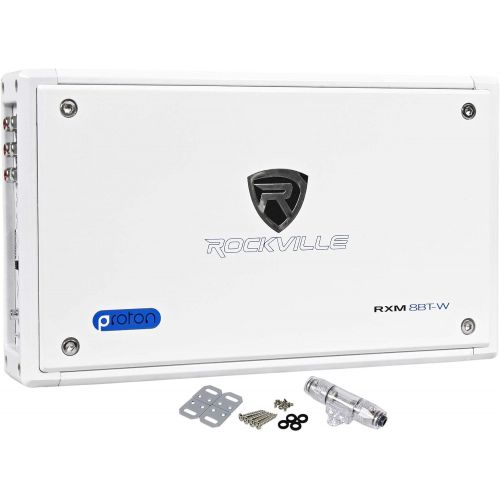  Rockville RXM8BTW 1500w Peak/750w Dyno-Certified RMS Marine 8 Channel Digital Class D Power Amplifier with Bluetooth Wireless Integration