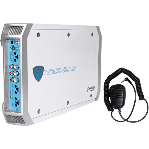  Rockville RXM-F3 1600 Watt Marine/Boat 4 Channel Amplifier+PA Microphone+Amp Kit