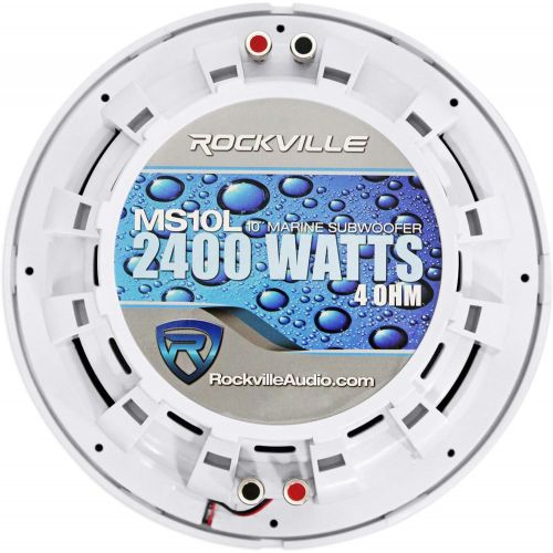  (2) Rockville MS10LW 10 2400 Watt White Marine/Boat 10 Free Air Subwoofers w/LED