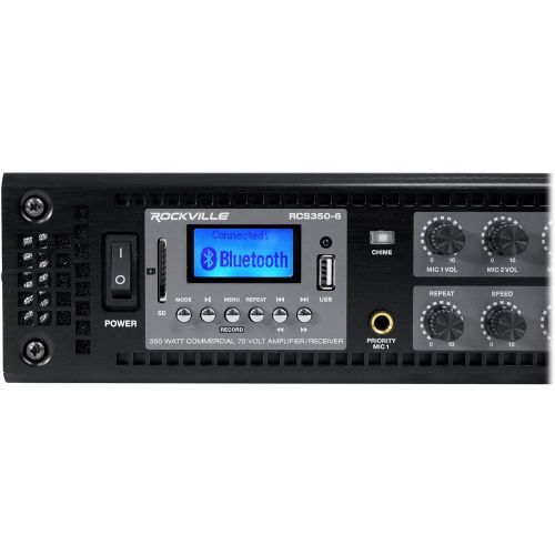  [아마존베스트]Rockville RCS350-6 350 Watt 6 Zone 70V Commercial/Restaurant Amplifier/Bluetooth