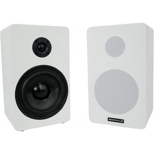  [아마존베스트]2 Rockville RockShelf 54W 360w White 5.25 Home Theater Bookshelf Speakers/4 Ohm, RockShelf 54W V2