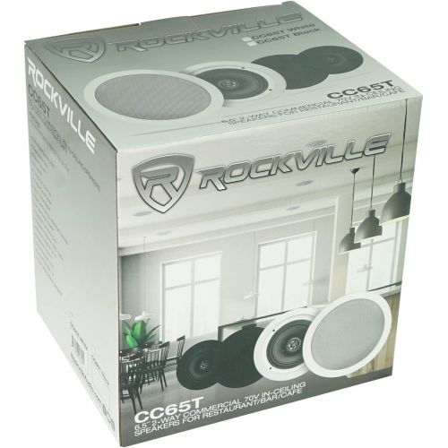  [아마존베스트]2 Rockville CC65T White 6.5 Commercial 70v Ceiling Speakers for Restaurant