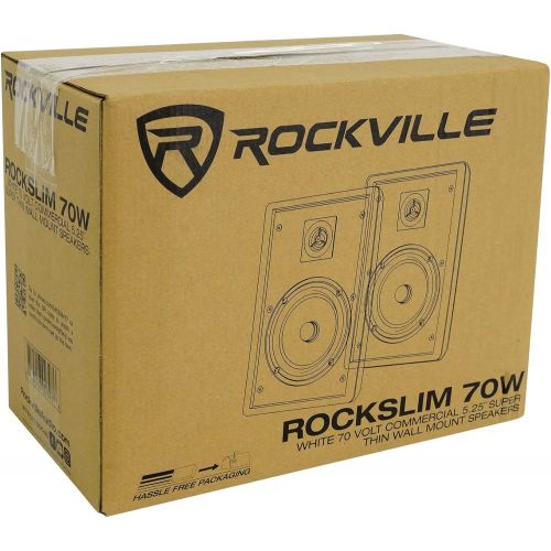  [아마존베스트]Pair Rockville Rock Slim 70W White 5.25 70V Commercial Restaurant Wall Speakers