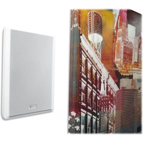  [아마존베스트]Pair Rockville Rock Slim 70W White 5.25 70V Commercial Restaurant Wall Speakers