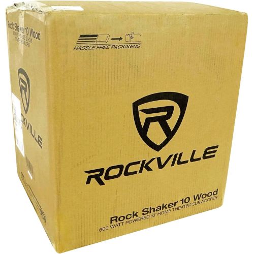  [아마존베스트]Rockville Rock Shaker 10 Inch Wood 600w Powered Home Theater Subwoofer Sub, Rock Shaker 10 Wood