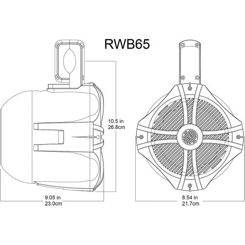  [아마존베스트]Pair Rockville RWB70B Black 6.5 250w Marine Wakeboard 360° Swivel Tower Speakers