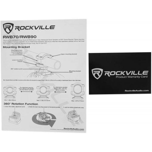  [아마존베스트]Pair Rockville RWB70W White 6.5 250w Marine Wakeboard 360° Swivel Tower Speakers