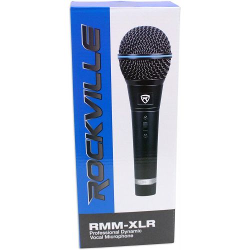  2 Rockville RMM-XLR Dynamic Cardioid Professional Metal Microphones w/XLR Cables
