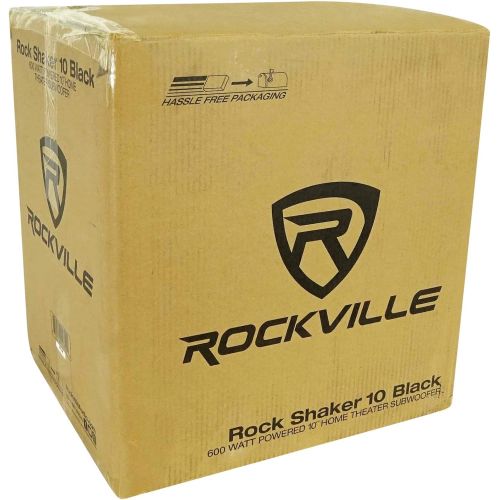  Rockville Rock Shaker 10 Inch Black 600w Powered Home Theater Subwoofer Sub