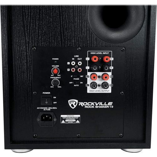  Rockville Rock Shaker 10 Inch Black 600w Powered Home Theater Subwoofer Sub