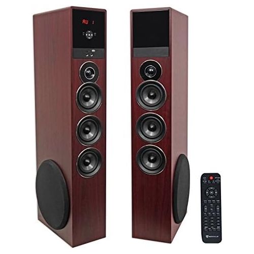  Rockville TM150C Cherry Powered Home Theater Tower Speakers 10 Sub/Blueooth/USB