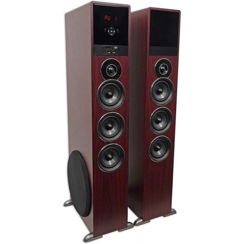  Rockville TM150C Cherry Powered Home Theater Tower Speakers 10 Sub/Blueooth/USB