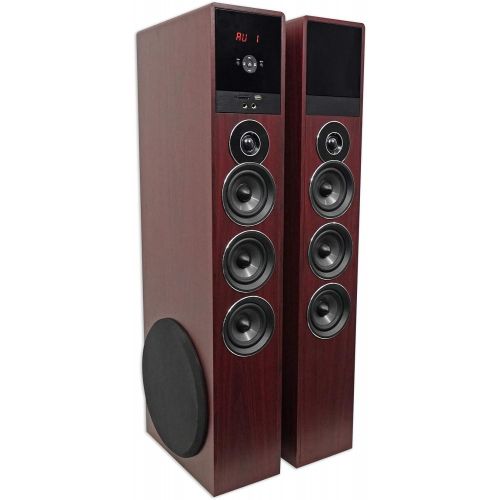  Rockville TM150C Cherry Powered Home Theater Tower Speakers 10 Sub/Blueooth/USB