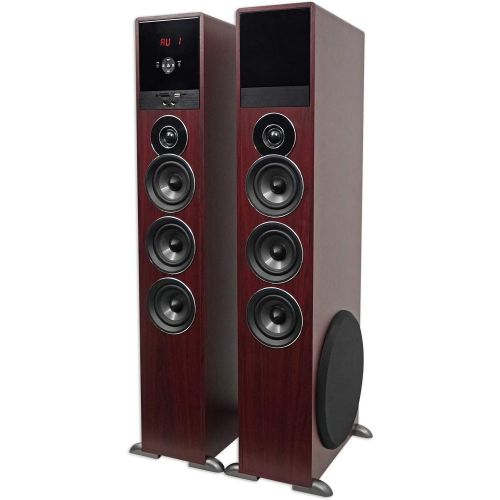  Rockville TM150C Cherry Powered Home Theater Tower Speakers 10 Sub/Blueooth/USB