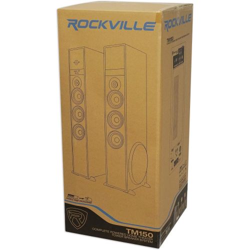  Rockville TM150C Cherry Powered Home Theater Tower Speakers 10 Sub/Blueooth/USB