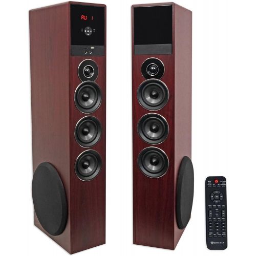  Rockville TM150C Cherry Powered Home Theater Tower Speakers 10 Sub/Blueooth/USB