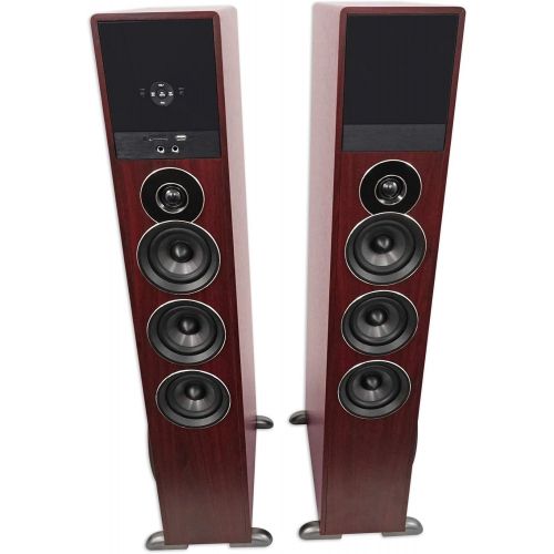  Rockville TM150C Cherry Powered Home Theater Tower Speakers 10 Sub/Blueooth/USB