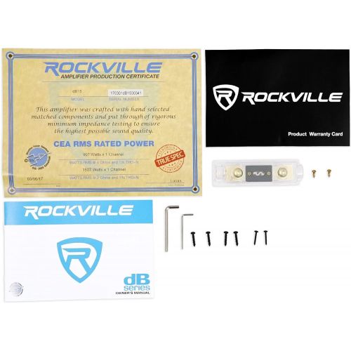  Rockville dB15 6000 Watt Peak/1500w RMS Mono 2 Ohm Amplifier Car Audio Amp