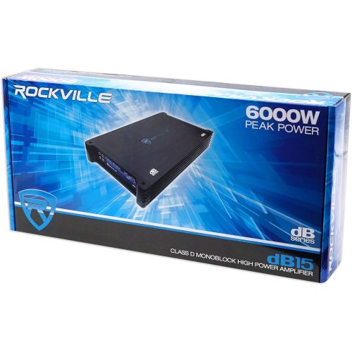  Rockville dB15 6000 Watt Peak/1500w RMS Mono 2 Ohm Amplifier Car Audio Amp