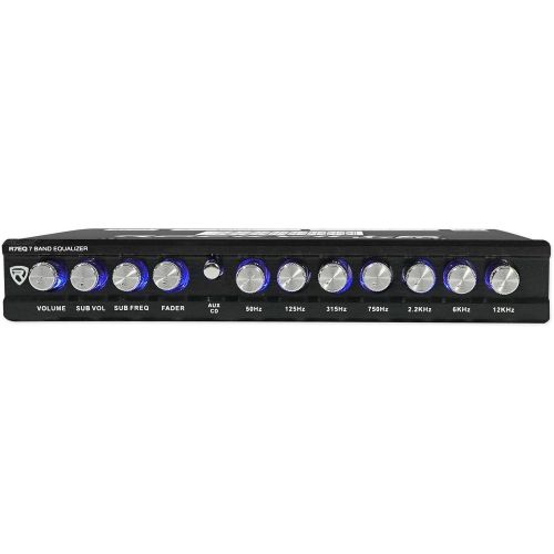  Rockville R7EQ 1/2 Din 7 Band Car Audio Equalizer EQ w/Front, Rear + Sub Output