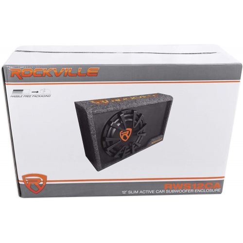  Rockville Rws12ca Slim 1200 Watt 12 Amplified Powered Car Subwoofer Enclosure