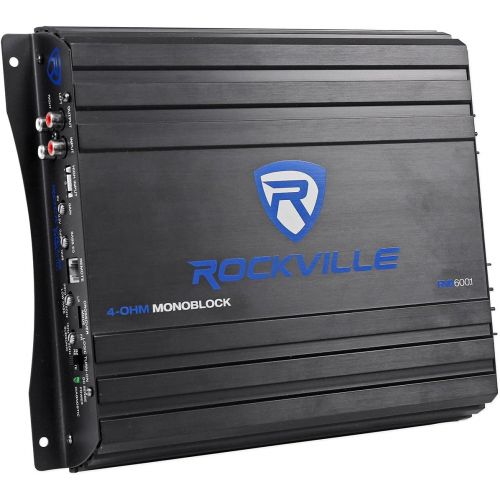  Rockville RV12.2B 1200W Dual 12 Car Subwoofer Enclosure+Mono Amplifier+Amp Kit