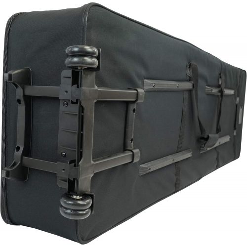  [아마존베스트]Rockville Rolling Bag 88 XL Padded Keyboard Case W/Wheels+Trolley Handle+Storage