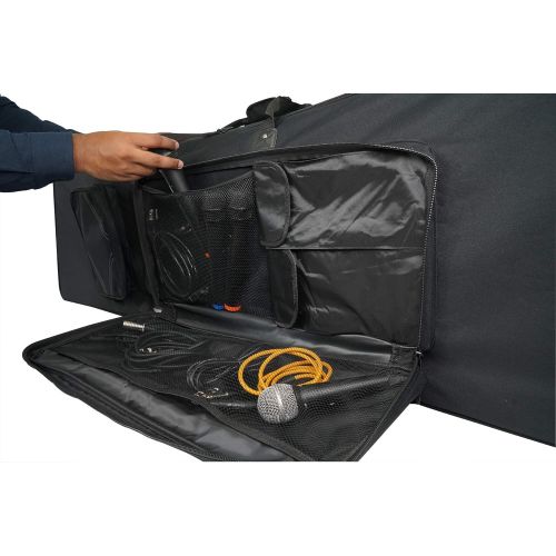  [아마존베스트]Rockville Rolling Bag 88 XL Padded Keyboard Case W/Wheels+Trolley Handle+Storage