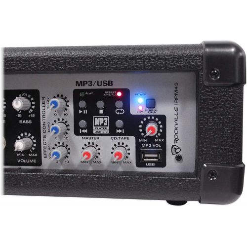  [아마존베스트]Rockville RPM45 2400w Powered 4 Channel Mixer/Amplifier w USB/EQ/Effects/Phantom