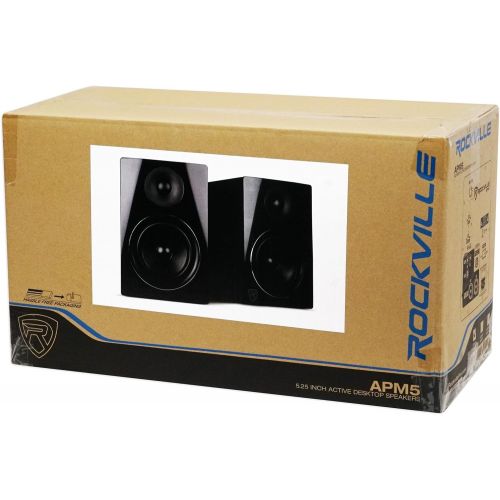  [아마존베스트]Rockville APM5B 5.25 2-Way 250W Active/Powered USB Studio Monitor Speakers Pair