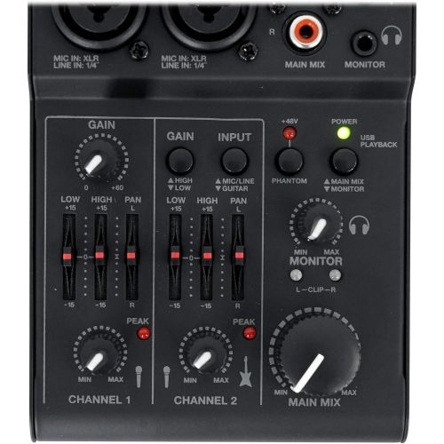  [아마존베스트]Rockville RockMix 2 Channel Mic/Instrument Pro Recording Mixer+USB Interface/EQ