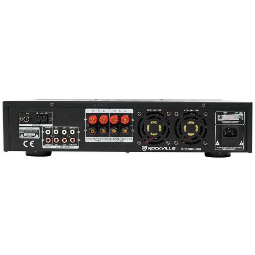  Rockville RPA6000USB 1000 Watt Home Theater Receiver+(4) 8 In-Ceiling Speakers