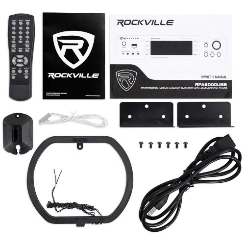  Rockville RPA6000USB 1000 Watt Home Theater Receiver+(4) 8 In-Ceiling Speakers