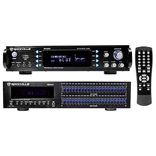  Rockville RPA60BT 1000w Home Theater Bluetooth Receiver+2 x 21 Band Equalizer EQ