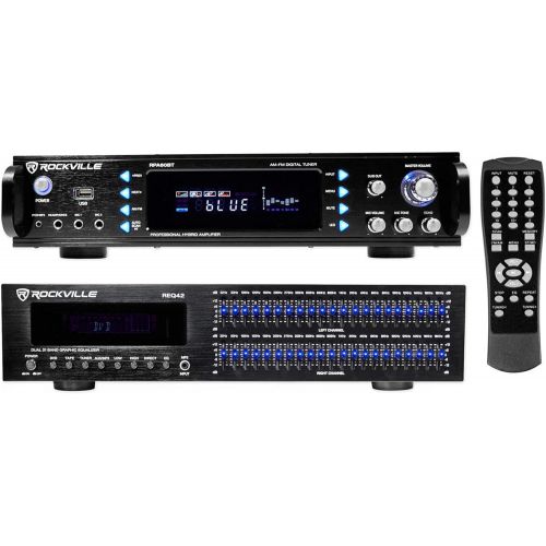  Rockville RPA60BT 1000w Home Theater Bluetooth Receiver+2 x 21 Band Equalizer EQ