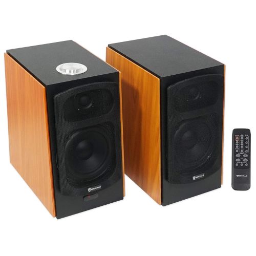  Pair Rockville HD5 5 150w RMS Powered Bluetooth Bookshelf Home Theater Speakers