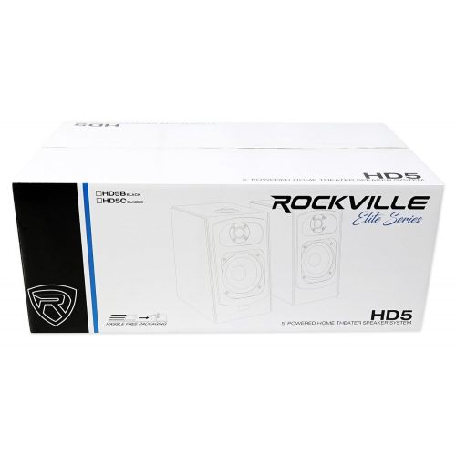  Pair Rockville HD5 5 150w RMS Powered Bluetooth Bookshelf Home Theater Speakers