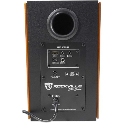  Pair Rockville HD5 5 150w RMS Powered Bluetooth Bookshelf Home Theater Speakers