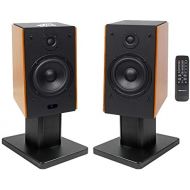 (2) Rockville HD5 5 Powered Bluetooth Bookshelf Home Theater Speakers+Stands