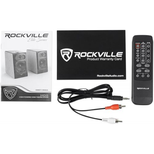  (2) Rockville HD5 5 Powered Bluetooth Bookshelf Home Theater Speakers+Stands
